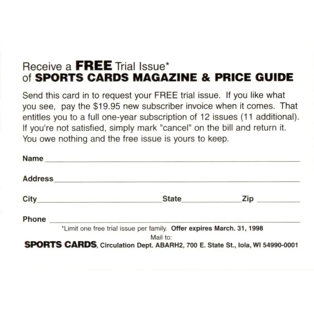 1997 Sports Card Magazine Free Issue Offer #Michael Jordan Chicago Bulls